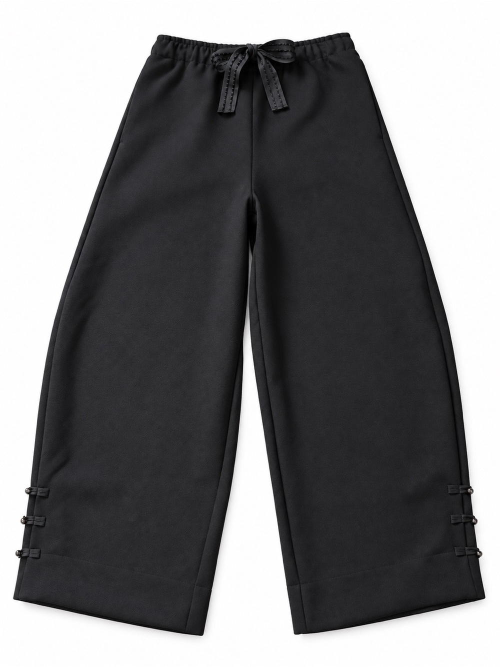 Free People Black Wide Leg Pull On Pants Drawstring Waist Size M
